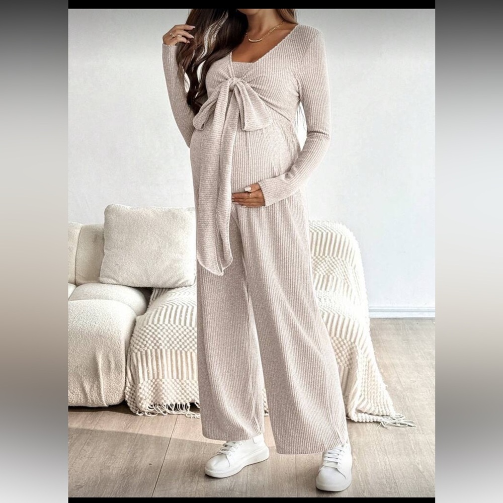 Women's Cream Maternity jumpsuit